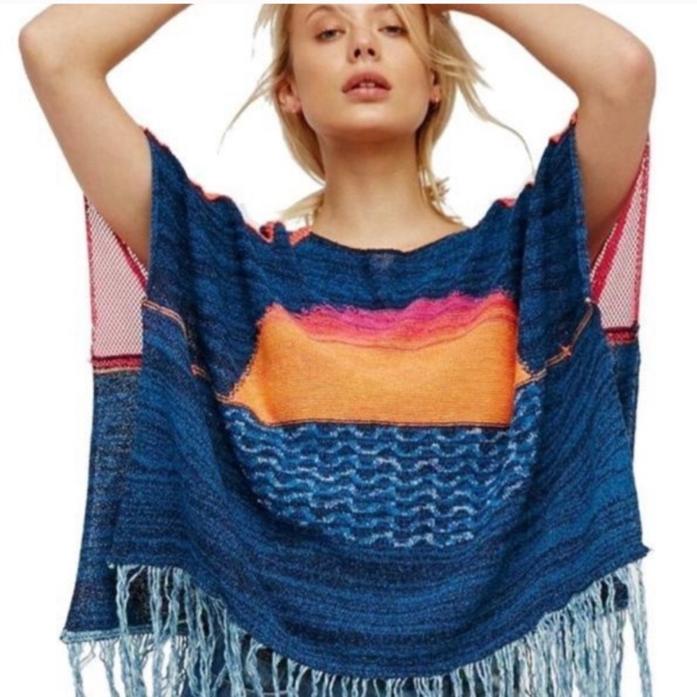 Free people fringe sunset poncho